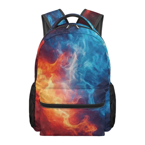 chaqlin Red Blue Fire Print School Backpack for Girls Bookbag 17 Inch Laptop Backpack Elementary Middle School Back Pack for Study Travel Hiking Camping Picnic