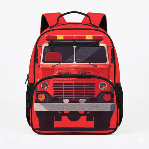 chaqlin Red Fire Engine Print Toddler Boy Backpack for 3 Year Old Preschool Backpack for Girls Kindergarten Back Packs with Front Pocket Casual Daypack