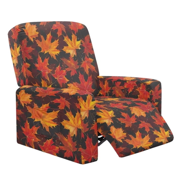 chaqlin Red Gold Maple Leaves Seat Recliner Sofa Cover for Reclining Arm Head Protector 4 Piece Stretch Sofa Slipcovers Home Office Furniture Protector Stretch Seat Reclining Couch Covers