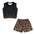 thumbnail image 1 of chaqlin Retro Leopard Print Girls Shorts Sets 2 Pieces Outfits Elastic Waist Tank Top Summer Workout Shorts with Pockets Matching Set for Girls Kids 5-14y, 1 of 7