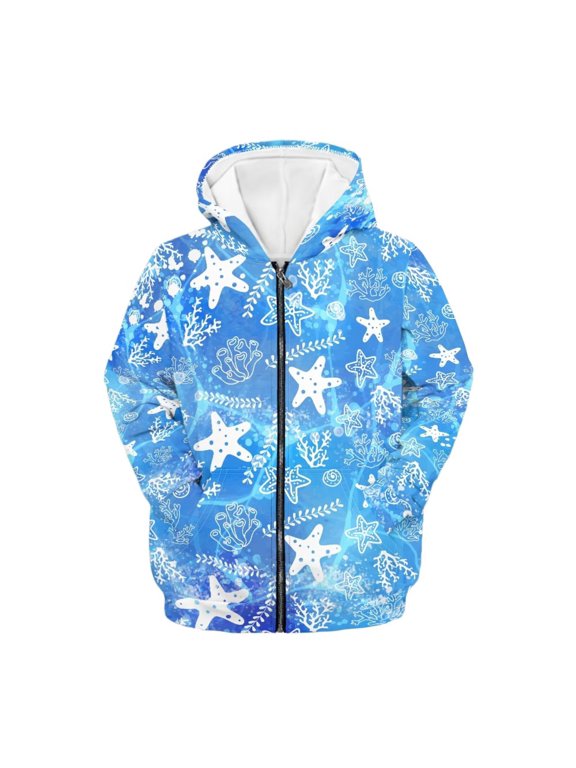 Sea Turtle Hoodies for Boys Girls Trendy Zip Up Hoodie Sweatshirt Kids Long Sleeve Hooded Jacket Lightweight Loose Fit Sport Outerwear with Pockets
