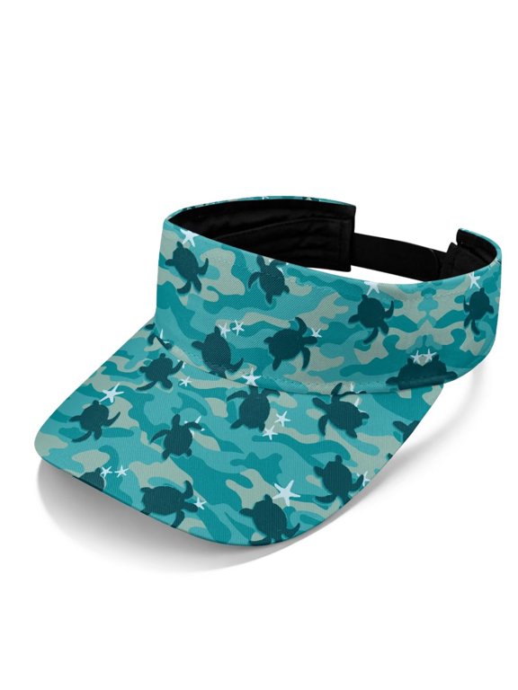 Sea Turtle Print Visor Hat Women Adjustable Open Top Visors Hats Men Headwear Sun Visor Outdoor Sports Golf Beach Running Caps