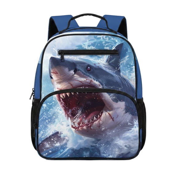 chaqlin Shark Print Kids Backpack 13.5 Inch Little Boys Mini School Backpacks Kindergarten Bookbag Travel Ruckpack Preschool Daycare 3-7 Years