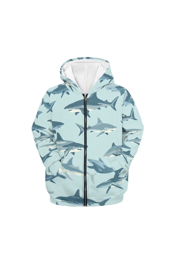 Sharks Hoodies for Boys Girls Trendy Y2K Zip Up Hoodie Kids Long Sleeve Hooded Sweatshirts Lightweight Loose Sports Jacket with Pocket Fall Winter Clothes