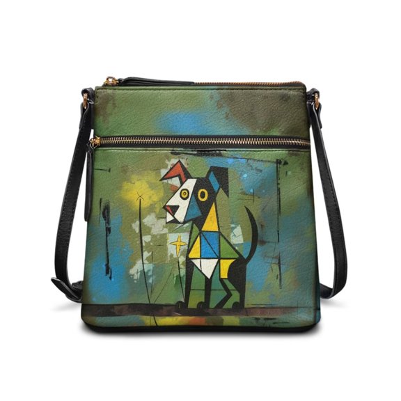 chaqlin Sling Handbags Art Painting Dog Shoulder Purse Travel Shopping Hobo Bag Double Layer Stylish Crossbody Purse for Women Lady