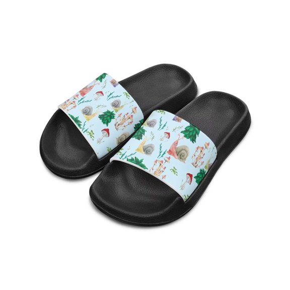 chaqlin Snail Slide Sandals Print Mushroom Plants Kids Slides for Boys Comfortable Animal Printed Open Toe Design Lovely, Blue