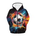 thumbnail image 1 of chaqlin Soccer Sweatshirts for Boys 14-16 Trendy Y2K Zip up Hoodies Paint Splatter Long Sleeve Hooded Jacket Kids Pullover Tops with Pockets Fall Winter Clothes, 1 of 7