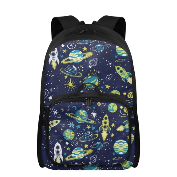 chaqlin Space Rocket School Backpack for Girls Ages 8-10 with Lunch Box 2 in 1 17 Inch Casual Rucksack Dual Zipper Backapcks with Adjustable Strap Insulated Lunchbag