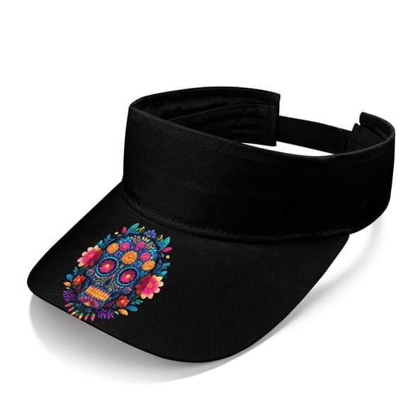 chaqlin Sugar Skull Print Women’s Adjustable Open Top Sun Visor Lightweight Athletic Hat for Running Golf Tennis Beach