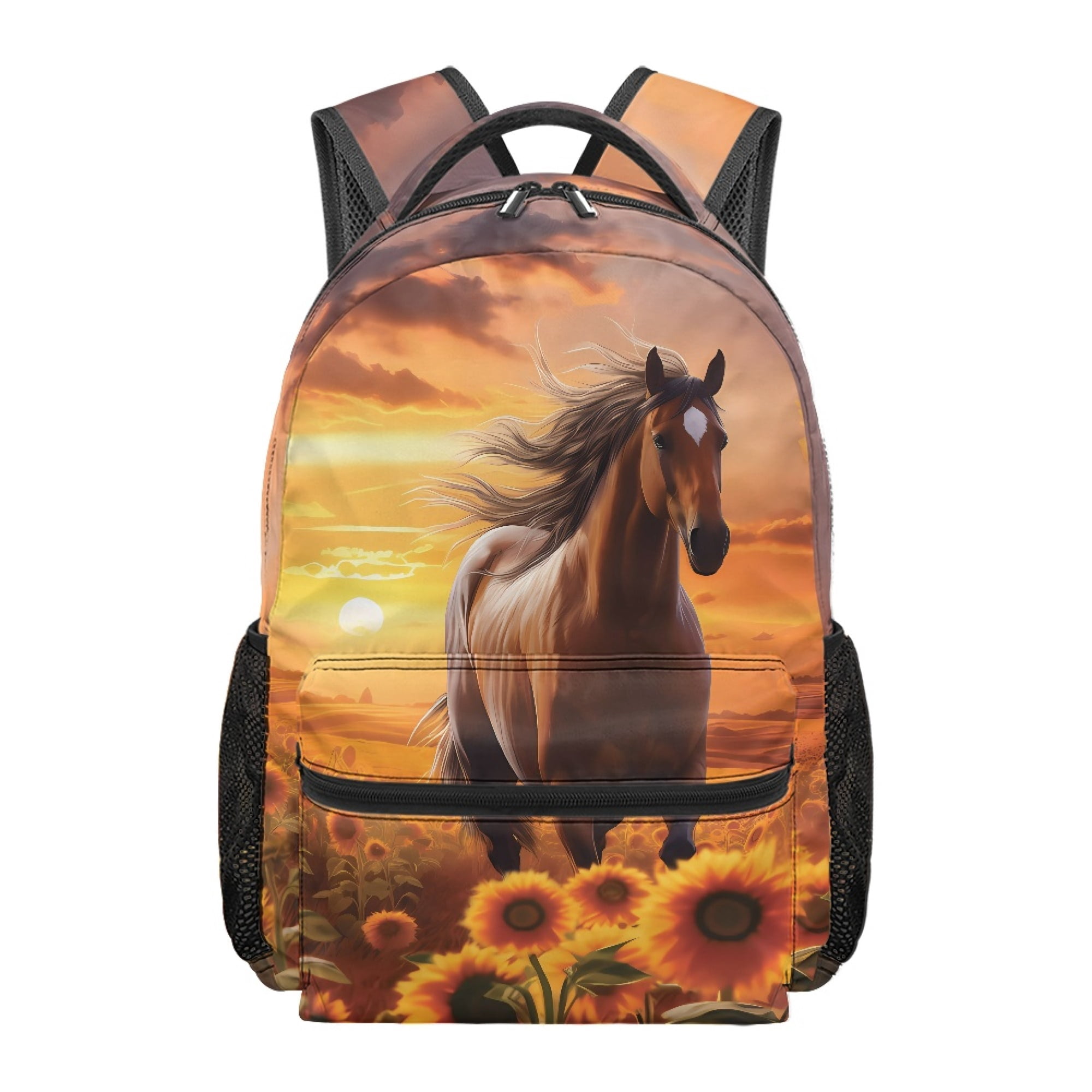 chaqlin Sunset Horse Teen Kids Backpack for Boys Large Capacity ...