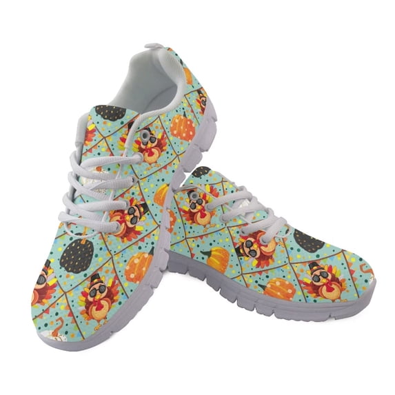 chaqlin Thanksgiving Turkey Sneakers for Women Size 13 Breathable Mesh Slip on Walking Shoes Casual Lace Up Running Shoes Outdoor Tennis Trainers Flat