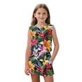 thumbnail image 1 of chaqlin Tropical Hibiscus Girls 2 Piece Outfits Set Sleeveless Tank Top Flare Pants with Pockets Kids Soft Shorts Set for 5-14 Years Old, 1 of 7