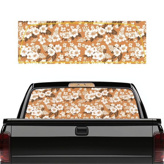 chaqlin Tropical Hibiscus Rear Window Decals for Trucks and SUV Perforated Waterproof Personalized Back Window Film Decal for Car Pickup Sticker