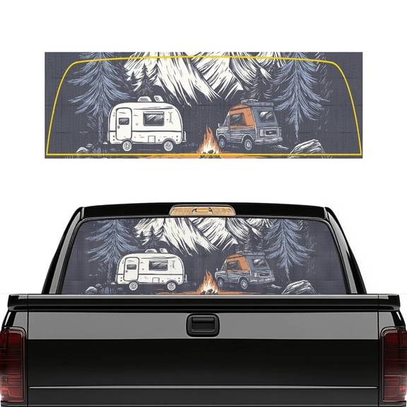 chaqlin Truck Rear Window Graphics Perforated Personalized Back Window Decal Sticker Universal Fit for Cars Trucks SUV , Camping Painting