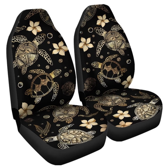 chaqlin Turtle Car Seat Covers Front Seats Only 2 Pack Hawaiian Hibiscus Car Seat Cushion Protector Universal Fit Most Truck Suv Van Floral Auto Accessories for Women