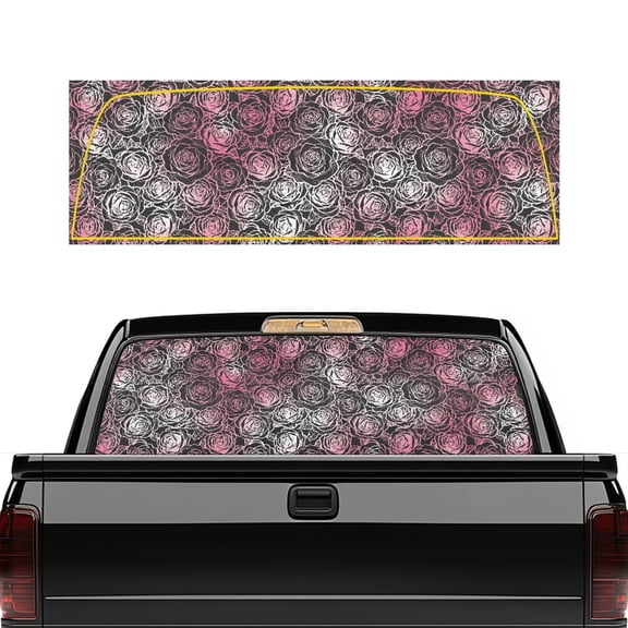 chaqlin Window Decals for Vehicles Perforated Film Rear Window See-Through Sticker for Cars Trucks SUV, Universal Back Graphic , Pink Rose Pattern