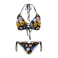 thumbnail image 1 of chaqlin Women's Halter Neck Two Piece Bikini Set - Tropical Floral & Butterfly Print - Quick Dry, Tie Side Swimsuit for Beach Vacation & Pool Party, 1 of 9