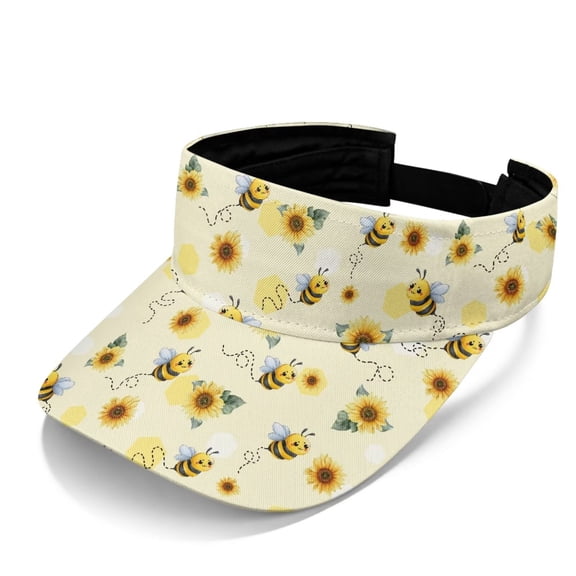 chaqlin Women’s Open Top Sun Visor Adjustable Lightweight Sport Hat for Running Tennis Beach Outdoor Activities Sunflowers Bee Print