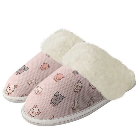 chaqlin Womens Slippers Cute Pig Slippers Cartoon Slip on Fuzzy Slippers Winter Warm Cozy House Shoes for Indoor Outdoor Size 7-8