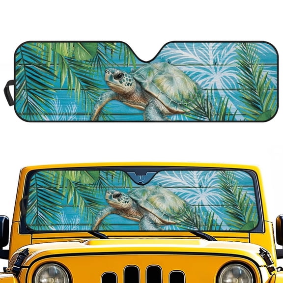 chaqlin Woodgrain Sea Turtle Classic Windshield Sun Shade Foldable Car Front Window Sunshade - Best Heat Shield Reflector Cover - Blocks Max UV Rays & Keeps Your Vehicle Cool,1pc