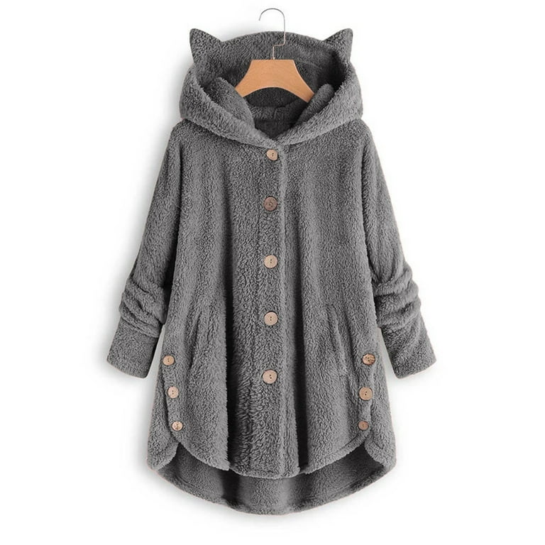chaquetas peludas para mujer Womens 2023 Winter Fur Hoodie Coats Plus Size  Fashion Fuzzy Warm Casual Loose Hooded Sweatshirt with Pockets Outerwear  abrigos invierno mujer 