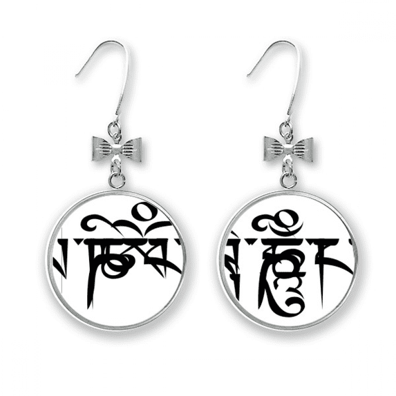 character figure words bow earrings drop stud pierced hook