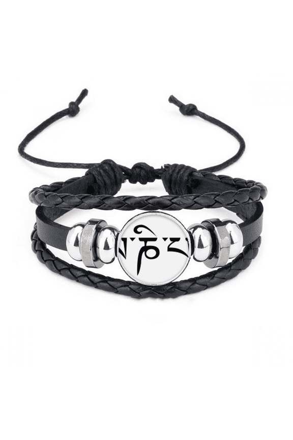 character figure words bracelet braided leather woven wristband