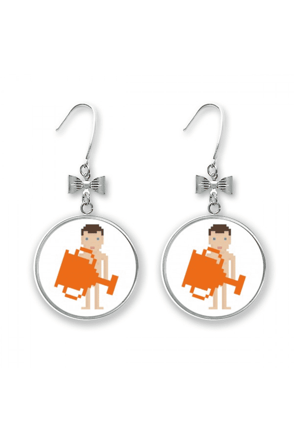 character sports award clothes bow earrings drop stud pierced hook