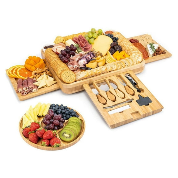 BN-LINK Charcuterie Board Set, 3 Drawers Large Bamboo Cheese Board & Platter with Accessories, House Warming Gift & Holiday Gift
