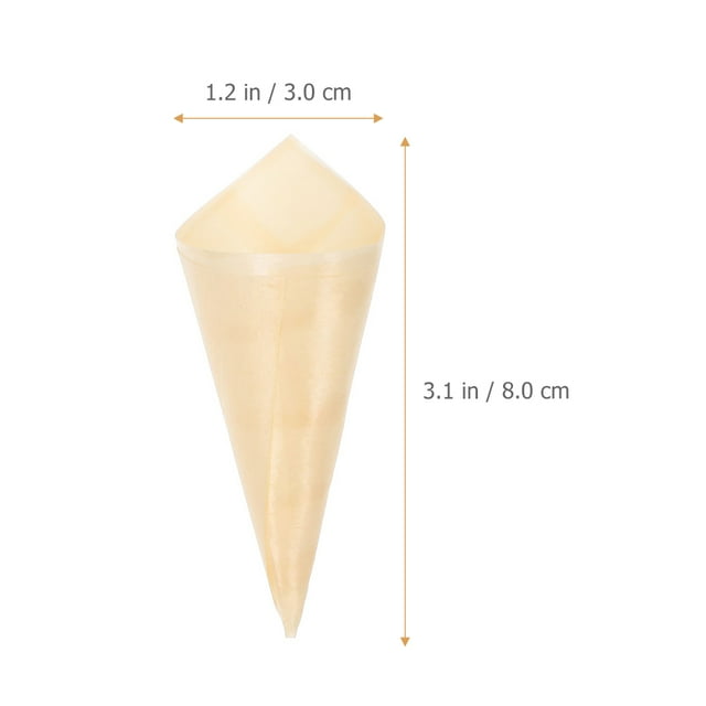 charcuterie cones 100 Pcs Wooden Tasting Cones Disposable Wooden Cones