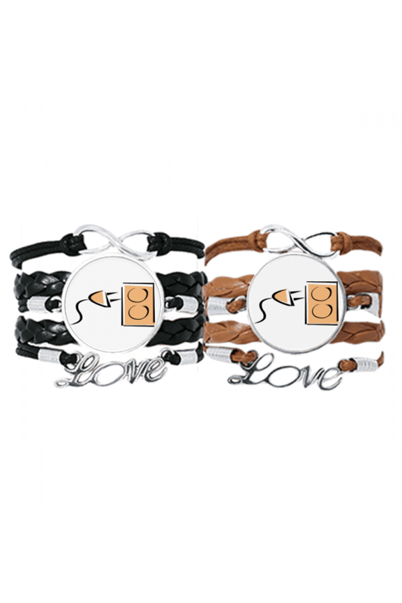 charging cable plug socket pattern bracelet hand strap leather wristband double set
