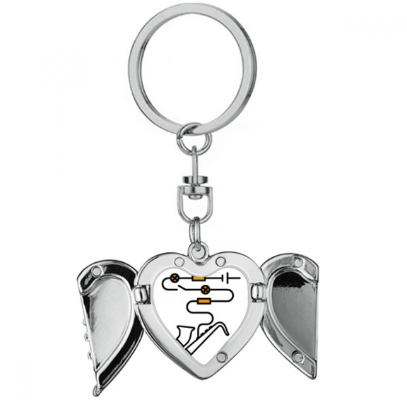 charging instrument saxoph power supply heart angel wing key chain holder