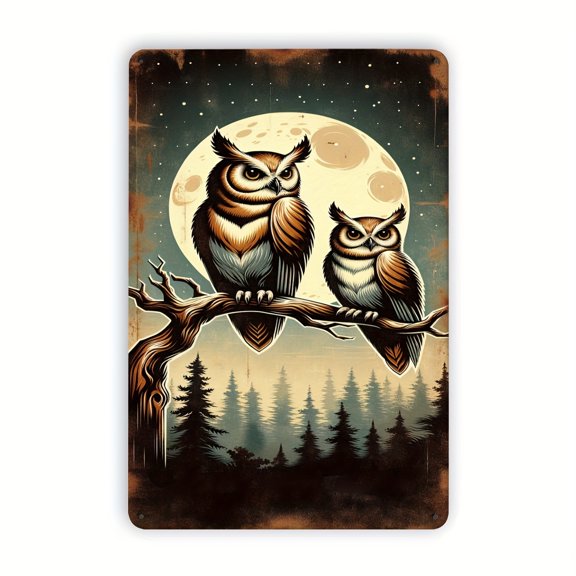 A charming owl wall decoration - an 8x12 inch vintage metal sign that's perfect for home, dining room, and garden dcor. Featuring a playful animal design, it can be used indoors or outdoors.