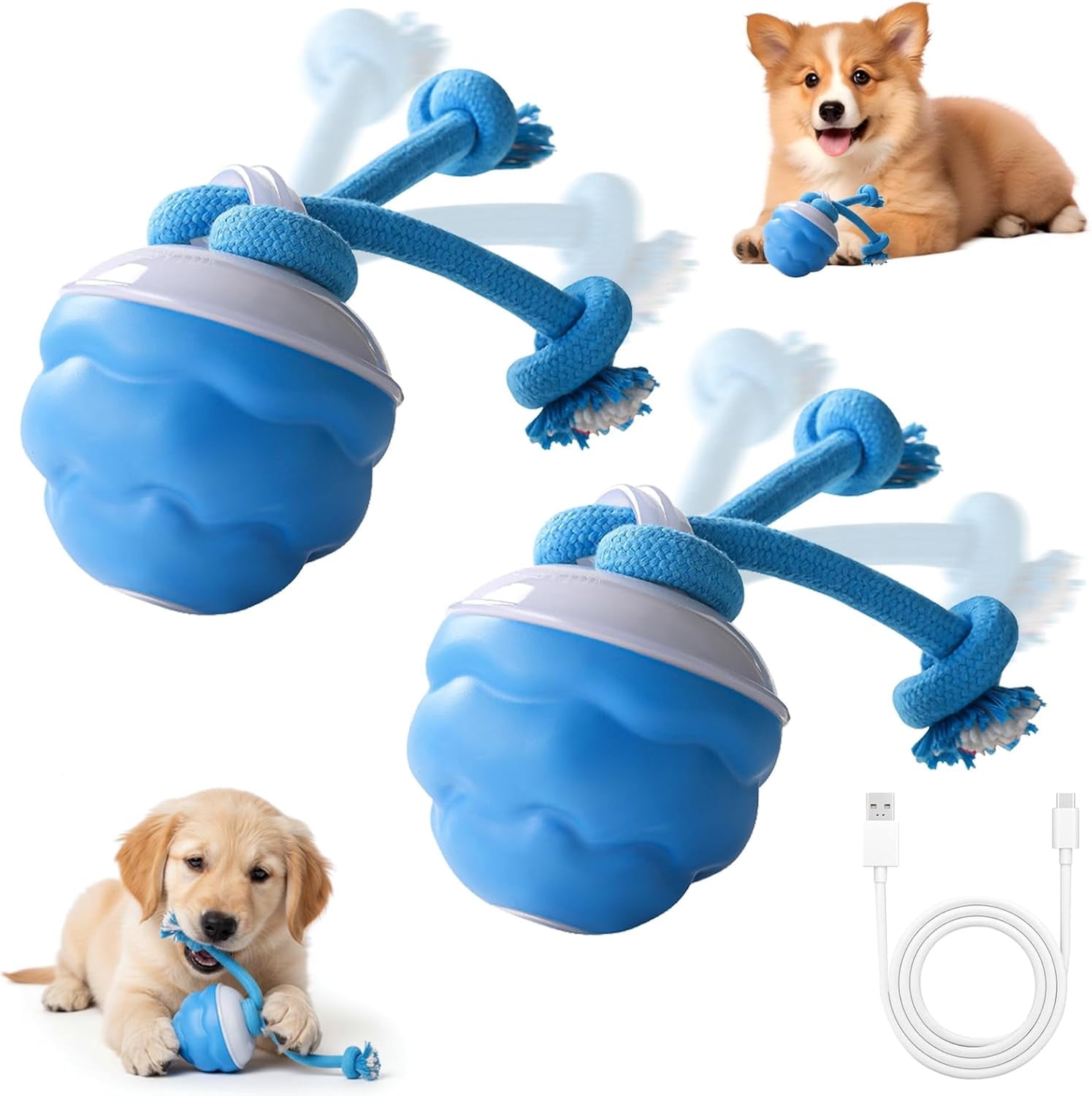 2026 New dog toy, Sporty Motion-Sensing Rolling Ball, automatically moves to relieve pet boredom, suitable for indoor play, USB charging