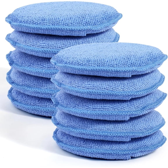 chasenew 10 Pack Wax Applicator Pads, Microfiber Applicator Pad with Finger Pocket, Foam Car Wax Applicator Pad for Car Cleaning and Polishing (Blue)