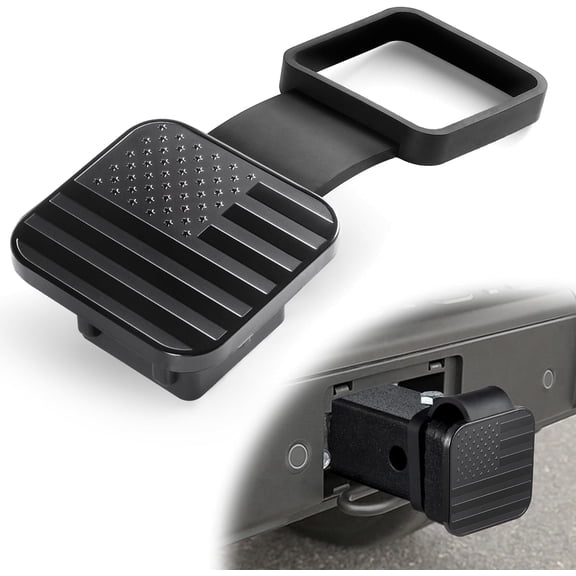 chasenew 2 Inch Rubber Trailer Hitch Cover, American Flag Rubber Hitch Tube Cover Plug Cap, Car Exterior Accessories Fits for Most Vehicles Hitch Receivers, Hitch Cover Tube Plug Cap (Black Flag)