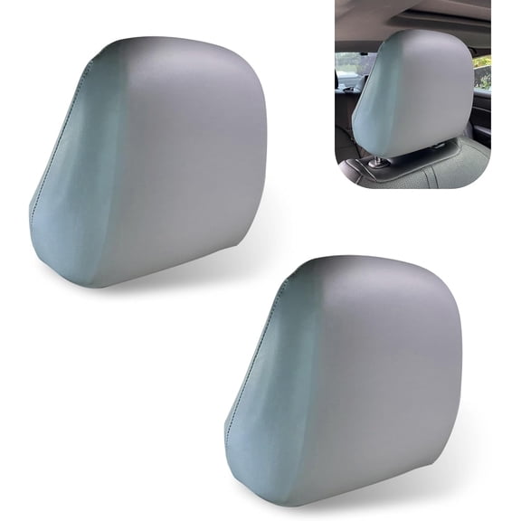 chasenew 2 PCS Cars Headrest Covers, Full Wrap-around Non-marking Fit Anti-scratch Protector, Waterproof Leather Portable Reusable Elastic Dust Cover, for Most Cars Seat Headrest Accessories Gray-M