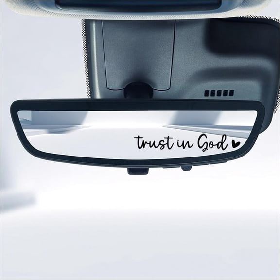 Chasenew 2 PCS Trust in God Rearview Mirror Decals, Automotive Vinyl Rear View Mirror Decorative Stickers, Waterproof Trust in God Stickers for Car Truck Laptop, Car Accessories (Black)
