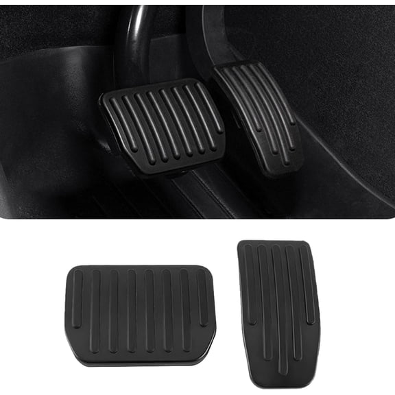 chasenew 2PCS Aluminum Car Accelerator Pedal Covers, Vehicle Foot Pedal Pads Set, Non Slip Performance Automotive Brake Foot Rest Pedal Extenders Replacement Compatible with Model 3 Model Y (Black)