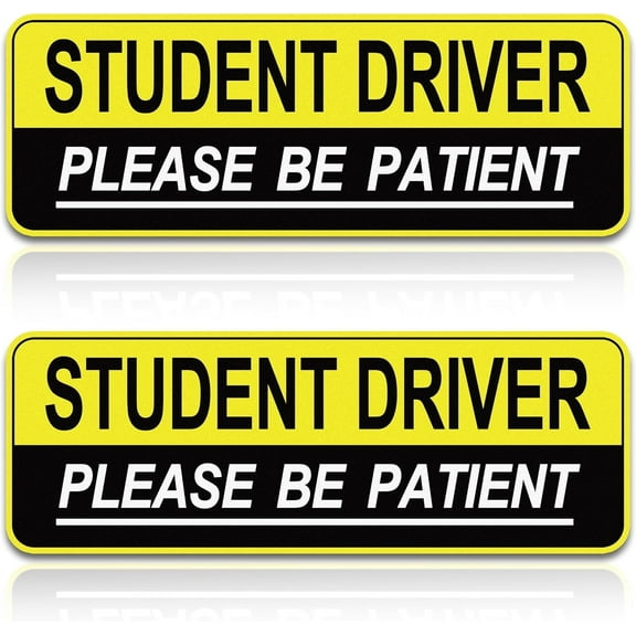 chasenew 2pcs Student Driver Magnet for Car,Safety Warning Be Patient New Driver Sticker-Colorful,Eflective,Weather Resistant Bumper Sticker Magnetic Reflective Rookie Drive (Yellow)