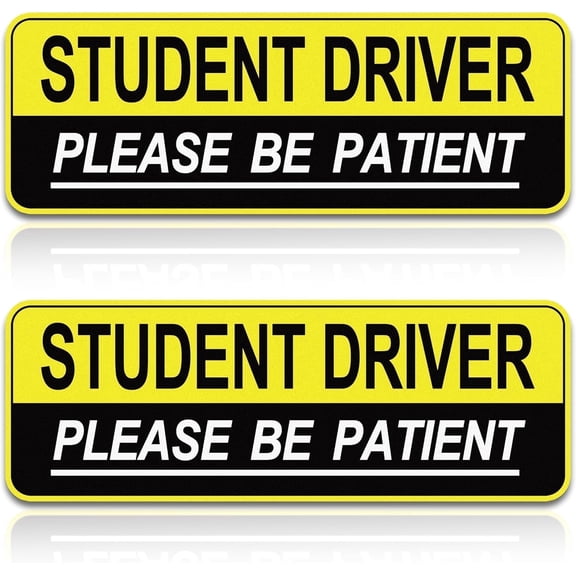 chasenew 2pcs Student Driver Magnet for Car,Safety Warning Be Patient New Driver Sticker-Colorful,Eflective,Weather Resistant Bumper Sticker Magnetic Reflective Rookie Drive (Yellow)