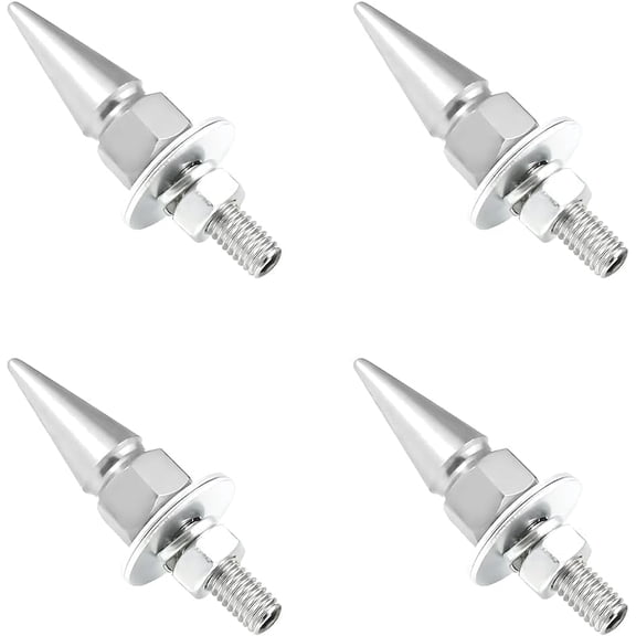 chasenew 4 PCS Spikes License Plate Screws for Car, Anti Theft Spike Shape Aluminum Car Plate Frame Fastenings Bolt, Cool Licence Plate Screw Set for Car Truck Motorcycle, Car Accessories (Silver)