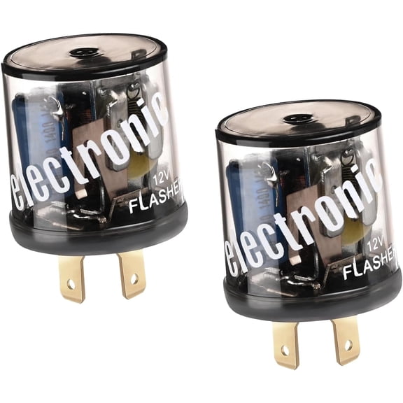 chasenew 2PCS Flasher Relay, 2 Pin 12V Heavy Duty Turn Signal Relay for Fixing Hyper Flashing, 2 Prong Round Electronic Flasher Blinker Relays Replacement for Car Truck SUV