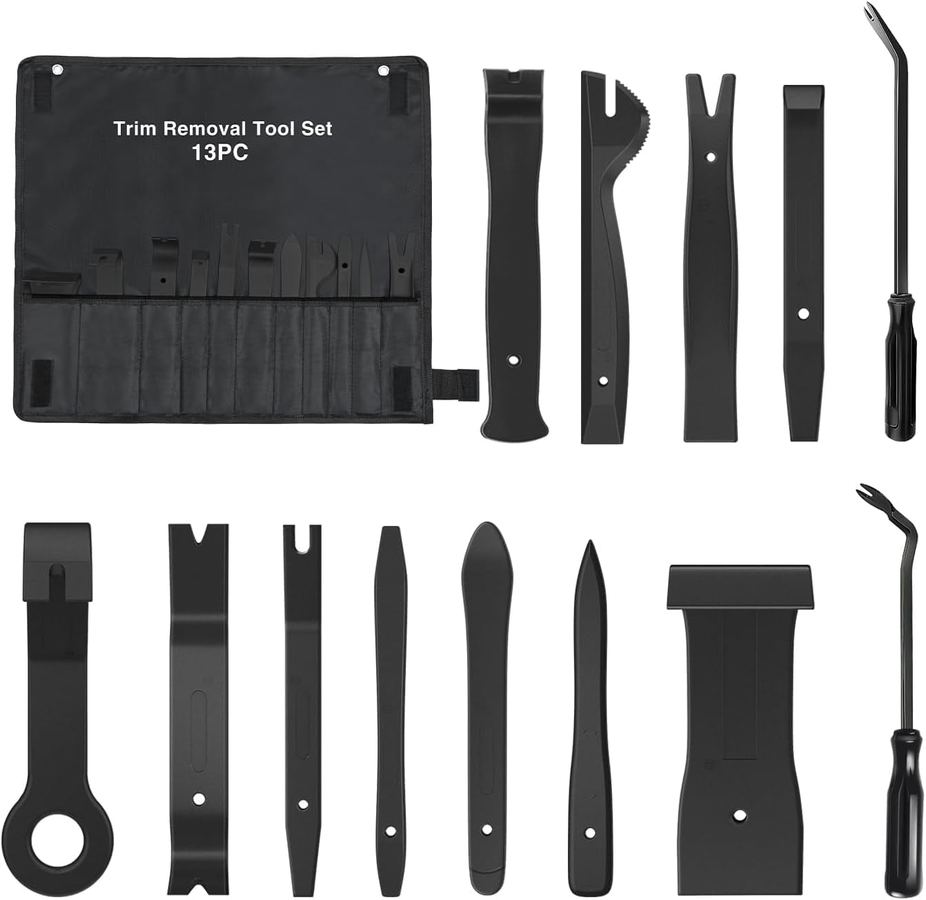 chasenew 5 PCS Nylon Auto Trim Removal Tool Kit No-Scratch Removal Tool Kit for Car Clip Panel & Audio Dashboard Dismantle Black