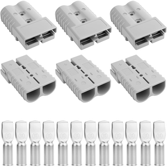 chasenew  50A-600V Battery Quick Connect/Disconnect with 7/8/10/12 AWG, 2 PCS Jumper Cable Plug Connector, Compatible with Anderson Connector for Rescue Winch, Motor Recovery (Red)