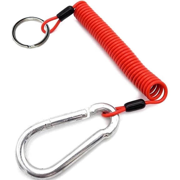 chasenew 6' Breakaway Trailer Cable Trailer Brake Cable RV Stainless Steel Spring Towing Coiled Wire Safety Straps Ground Clip,for Breakaway Switch 1PCS