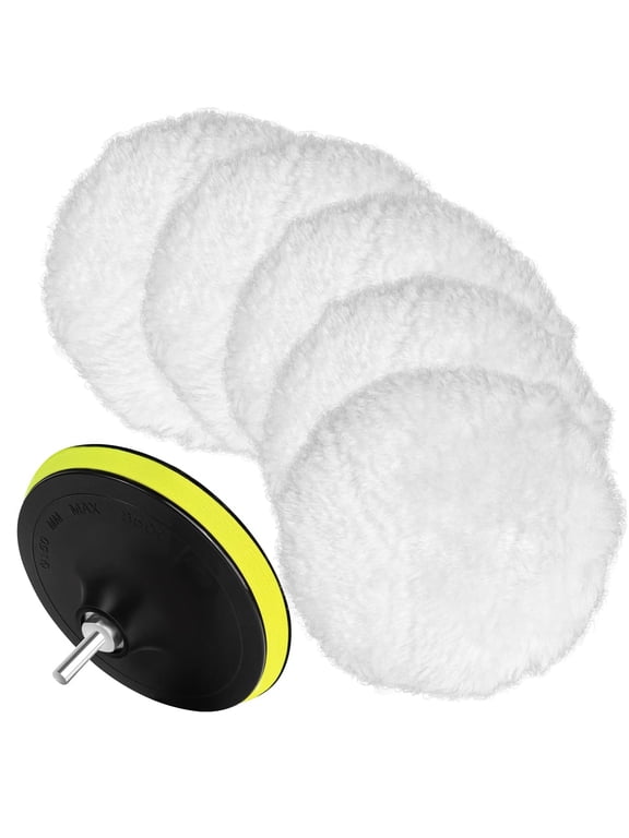 7 Piece 6 Inch Wool Buffing Pad, Drill Buffer Connecting M10 Drill Adapter, Buffing Pads, for Car Polishing and Waxing, Painting Tabletops, Old Leather Sofas, Tile Polishing