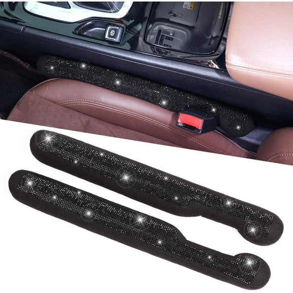 chasenew Bling Car Seat Gap Filler Universal Fit for Car SUV Truck, Set of 2 Handmade Crystal Diamond Rhinestone Seat Gap Blocker Bling Car Accessories for Women(Silver)