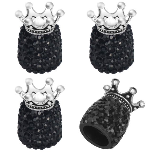 chasenew Bling Valve Stem Caps 4 Pack Tire Caps Sparkling Crown Handmade Crystal Rhinestone Universal Car Tire Valve Caps Chrome Attractive Dustproof Bling Car Acces-sories - Crown Black