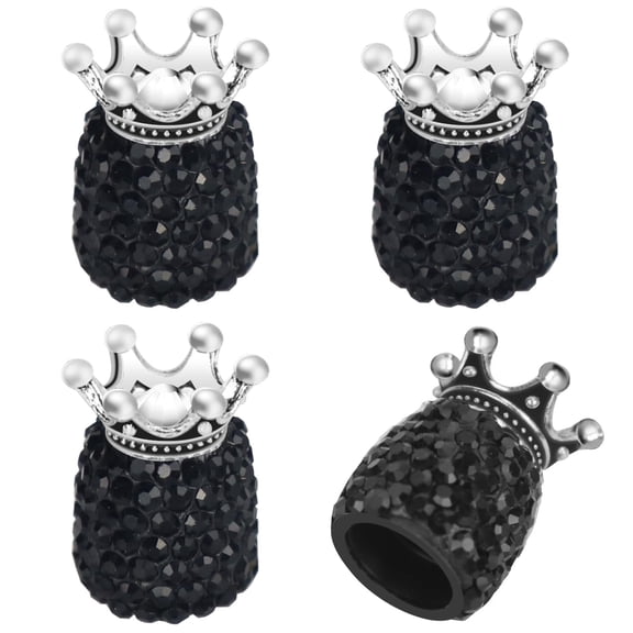 Chasenew Bling Valve Stem Caps 4 Pack Tire Caps Sparkling Crown Handmade Crystal Rhinestone Universal Car Tire Valve Caps Chrome Attractive Dustproof Bling Car Acces-sories - Crown Black